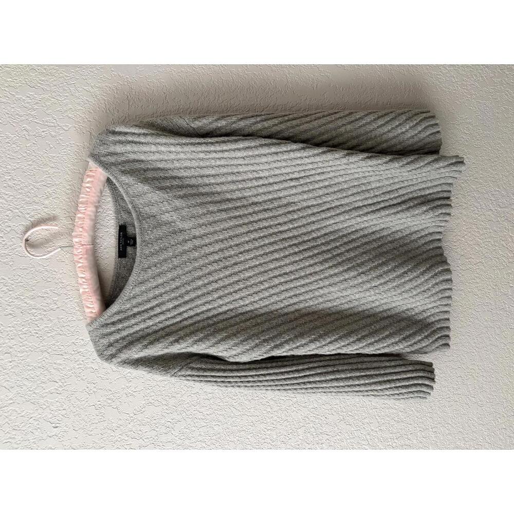 Cable Knit Sweater Wool/Alpaca Blend Petite Medium Ann Taylor Gray